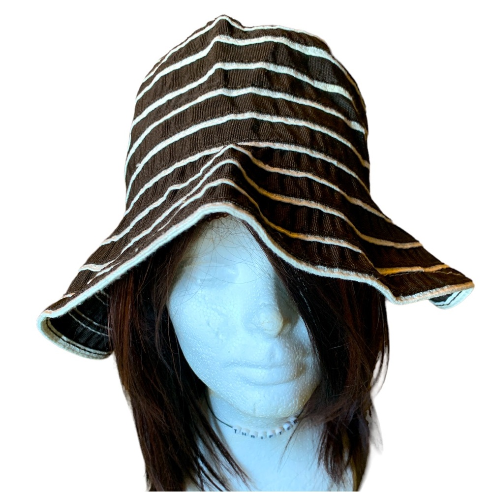 PETER GRIMM Chocolate Brown + Winter White Oversized Bucket Floppy Resort Hat